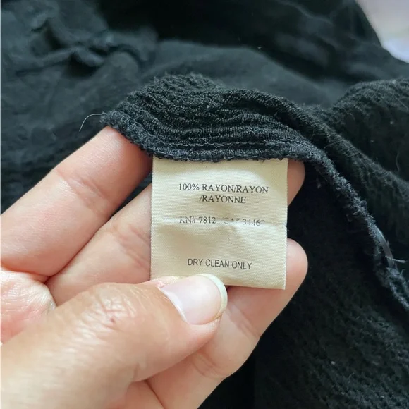 Eileen Fisher Ruched Black Button Down (Medium) - Picture 5 of 5